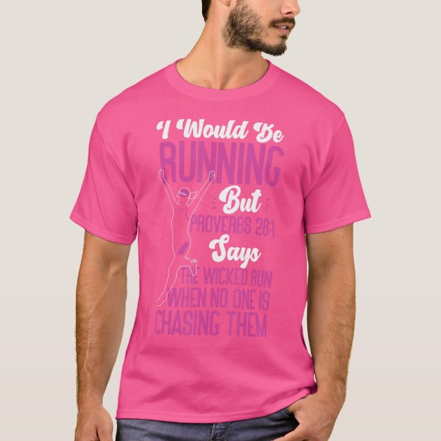 Köra Springer Halva Marathon Christian Bible Quote T Shirt (Framsida)