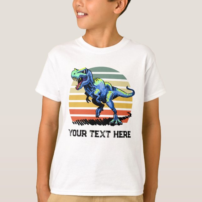 Köra T-Rex Anpassningsbar Text T-shirt (Framsida)