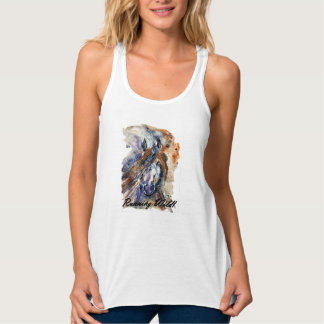 Köra Tanken Vild Horse, Watercolor Painting Linne Med Racerback