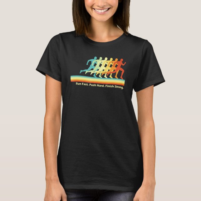 Köra Track Fält Coach Retro Sprint Springer Moti T Shirt (Framsida)