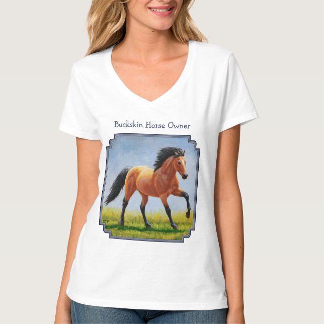 Köra Vild Buckskin Horse T Shirt (Framsida)