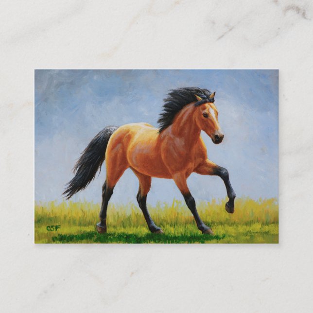 Köra Vild Buckskin Horse Visitkort (Framsida)