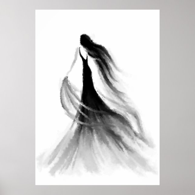 Köra Woman Känslor Poster svartvit målning (Framsidan)
