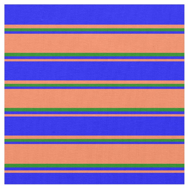 Koral, blå och Grönt stripe Mönster Tyg (Närbild)