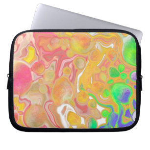 Koral, blått, Grönt, Rosa Abstrakt Fluid Art Laptop Fodral