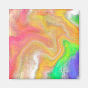 Koral, blått, Grönt, Rosa Abstrakt Fluid Art Magnet
