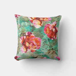 Koral Blommig Turkos - Boho Vintage Kudd Kudde