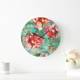 Koral Blommig Turkos - Boho Vintage Kudd Stor Klocka