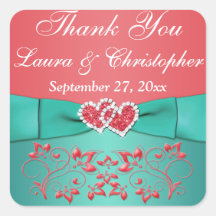 Koral, Blommigt, hjärta 1,5 tum Sq. Wedding Favor