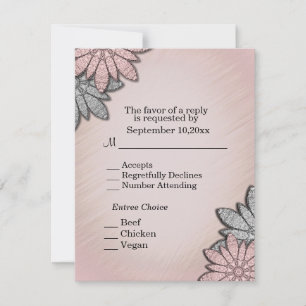Koral blomsterlig RSVP med menyval Inbjudningar