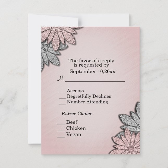 Koral blomsterlig RSVP med menyval Inbjudningar (Framsida)