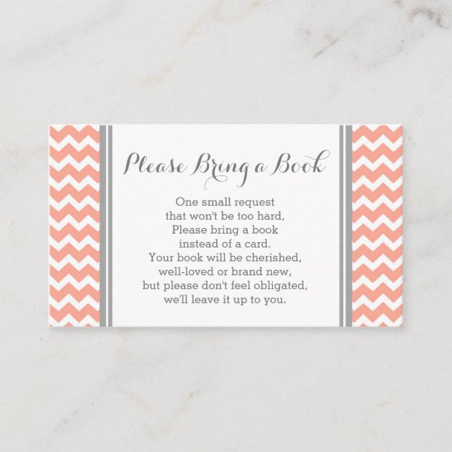 Koral Chevron Baby Shower Bok-begärandekort Tilläggskort (Framsida)