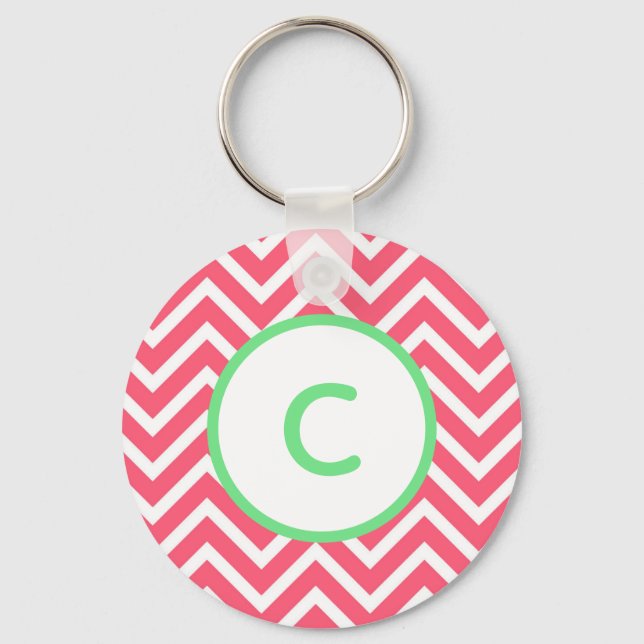 Koral Chevron Monogram-nyckelkedja Nyckelring (Framsida)
