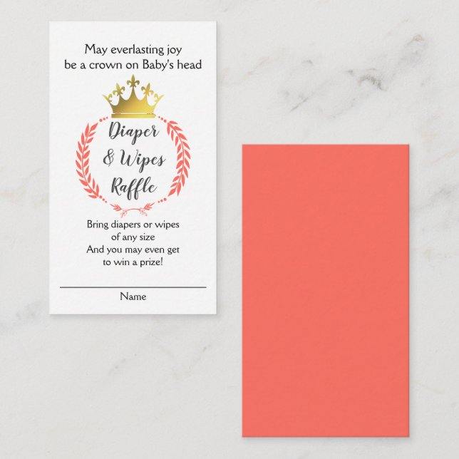 Koral Christian DIAPER WIPES RAFFLE-Kortet Tilläggskort (Fram/baksida)