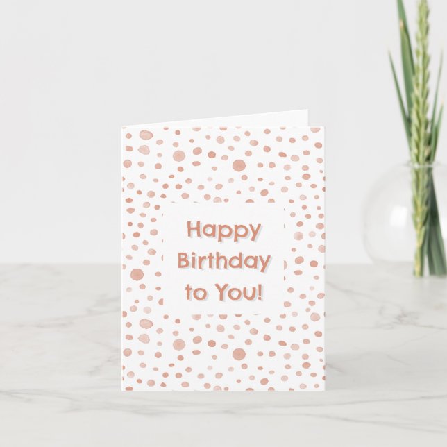 Koral Confetti Watercolor Dots Birthday Card Kort (Framsida)