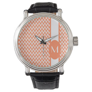 Koral Elegant Chevron-design med monogram Armbandsur