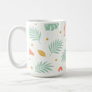 Koral Flamingo Tropiskt Bladmönster Kaffemugg