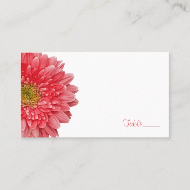 Koral Gerbera Gerber Daisy Bröllop ortkort Placeringskort (Framsida)