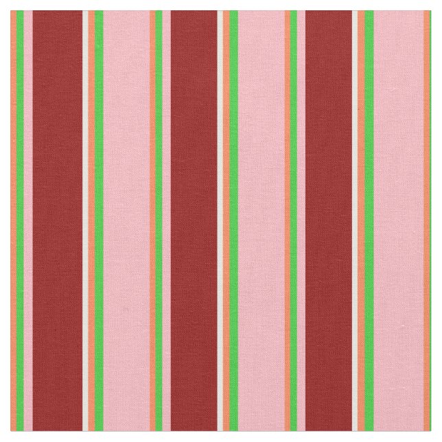 Koral, Grönt, Ljus rosa, Mörk Red & Mint Cream Tyg (Närbild)