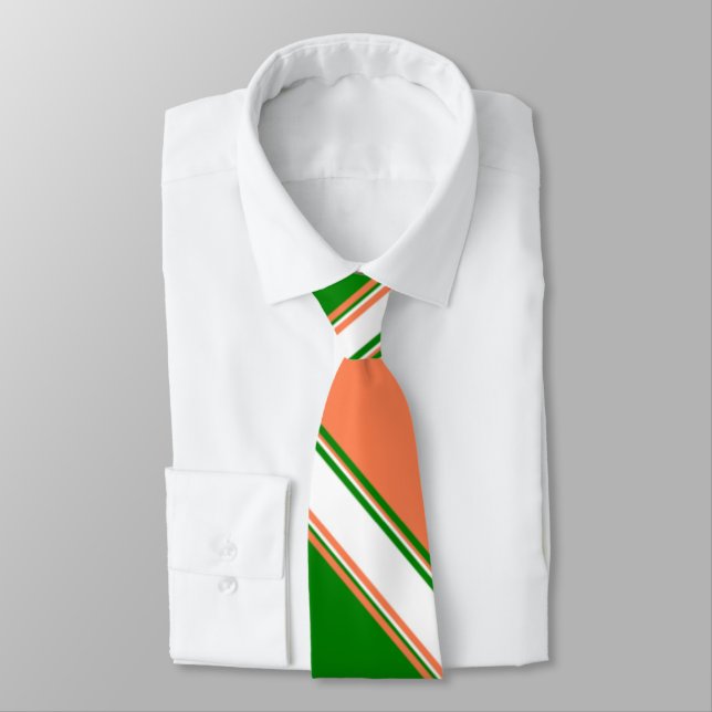 Koral Grönt och ivorianskt alternerande stripe Slips (Bunden)