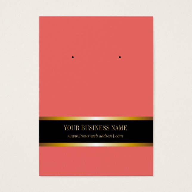 Koral Guld Black Anpassningsbar Earring Card Visitkort (Framsidan)