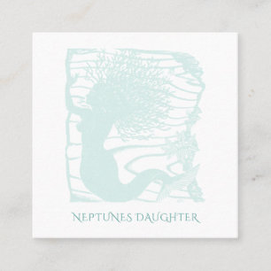 Koral Hair Ocean Vinkara Sjöjungfru vid horn Fyrkantigt Visitkort