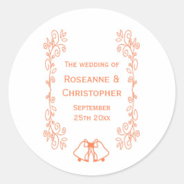 Koral Klockor Scrollwork Bröllop Design Runt Klistermärke