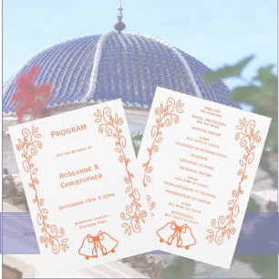 Koral Klockor Scrollwork Design Bröllop Program
