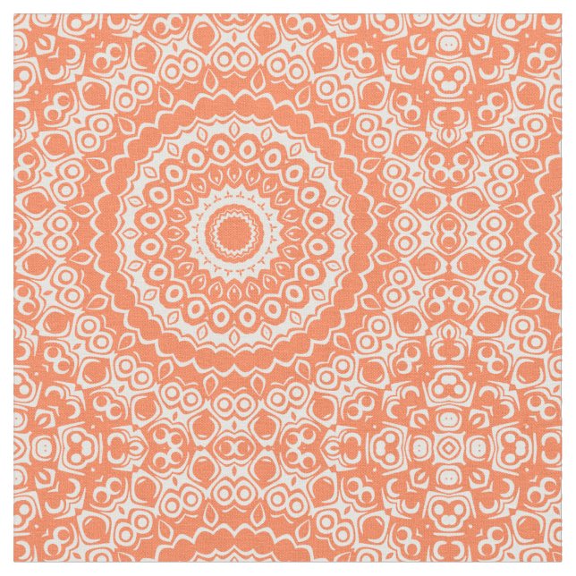 Koral Mandala Geometriskt Mönster Tyg (Närbild)