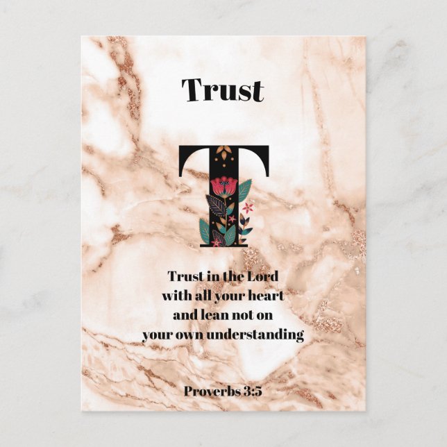 Koral Mermors T Monogram Personlig Skriftställle Vykort (Framsida)