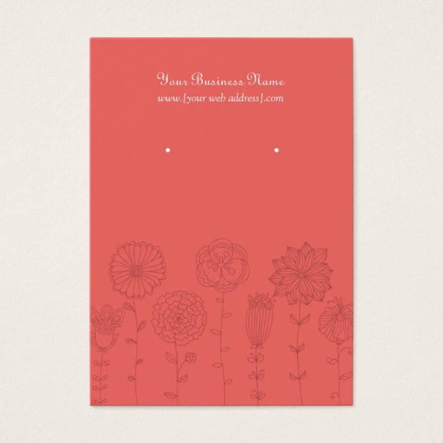 Koral Mod Flowers Anpassningsbar Earring Card Visitkort (Framsidan)