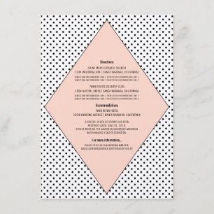 Koral Modern Polka dots Bröllop Info Card Tilläggskort