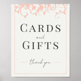Koral och Cream Filigree Bröllop Gift-tecken Poster