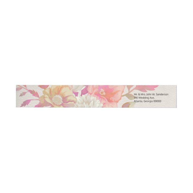Koral och Elfenbenskusten Blommigt Bröllop Etikettband (Individual)