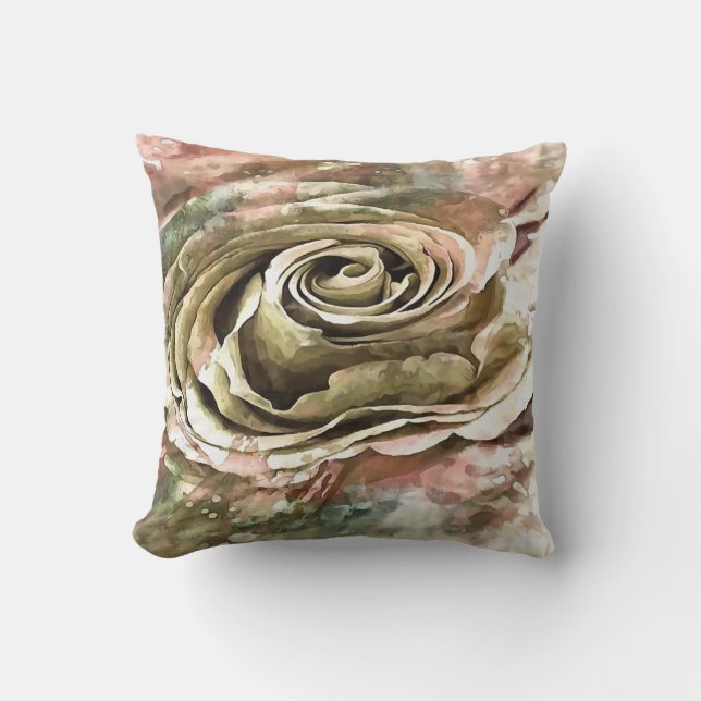 Koral och Grått Artistic Romantic Ro Kudde (Framsida)
