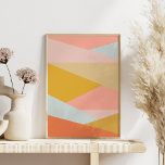Koral och Gult Modern Geometric Färg Block Poster<br><div class="desc">Abstraktens geometriska design i Earthy Pastel Färg Poster</div>