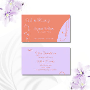 Koral och lavender Ornamental Squiggled Ornate Visitkort