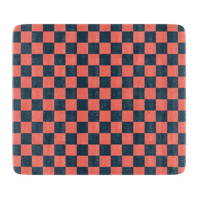 Koral och marinblått schackbrädemönster (Framsidan)