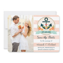 KORAL OCH NAVY BLUE NAUTICAL ANCHOR SPARA DATUM