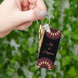 Koral och Rosa Feather Mandala Keychain Nyckelring