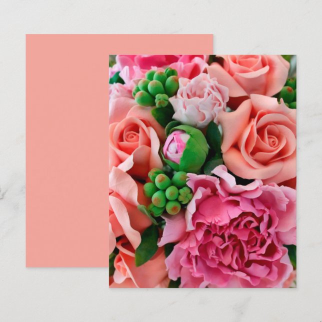 Koral och Rosa Tea Ro Blommor - Pappra Lakan (Fram/baksida)