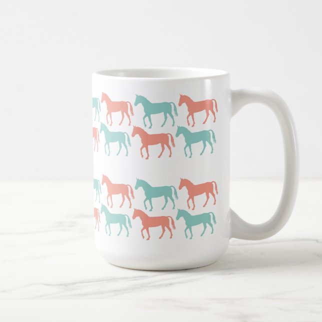 Koral och Teal Horse Mönster Mugg (Höger)