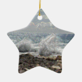 Koral och vågor julgransprydnad keramik