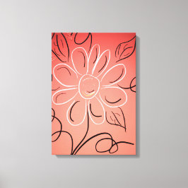 Koral och vit blomstrande vägg canvastryck