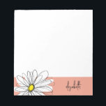 Koral och vit viskvisuell Daisy med Anpassningsbar Anteckningsblock<br><div class="desc">En namn,  ett monogram eller en annan anpassningsbar biet. Om du vill flytta runt bilden klickar du på knappen Anpassa för att göra ändringar.</div>