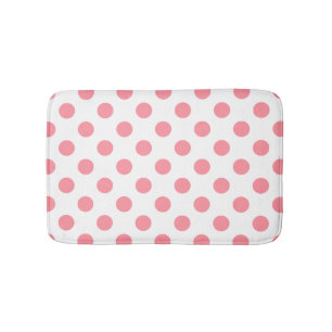Koral och vitt polka dots badrumsmatta