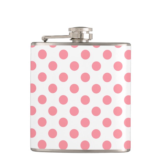 Koral och vitt polka dots fickplunta (Framsidan)