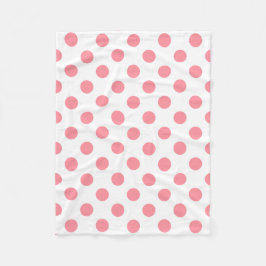 Koral och vitt polka dots fleecefilt