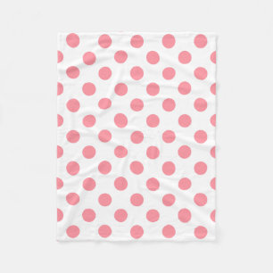 Koral och vitt polka dots fleecefilt