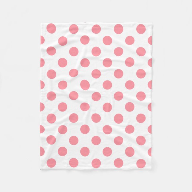 Koral och vitt polka dots fleecefilt (Framsidan)